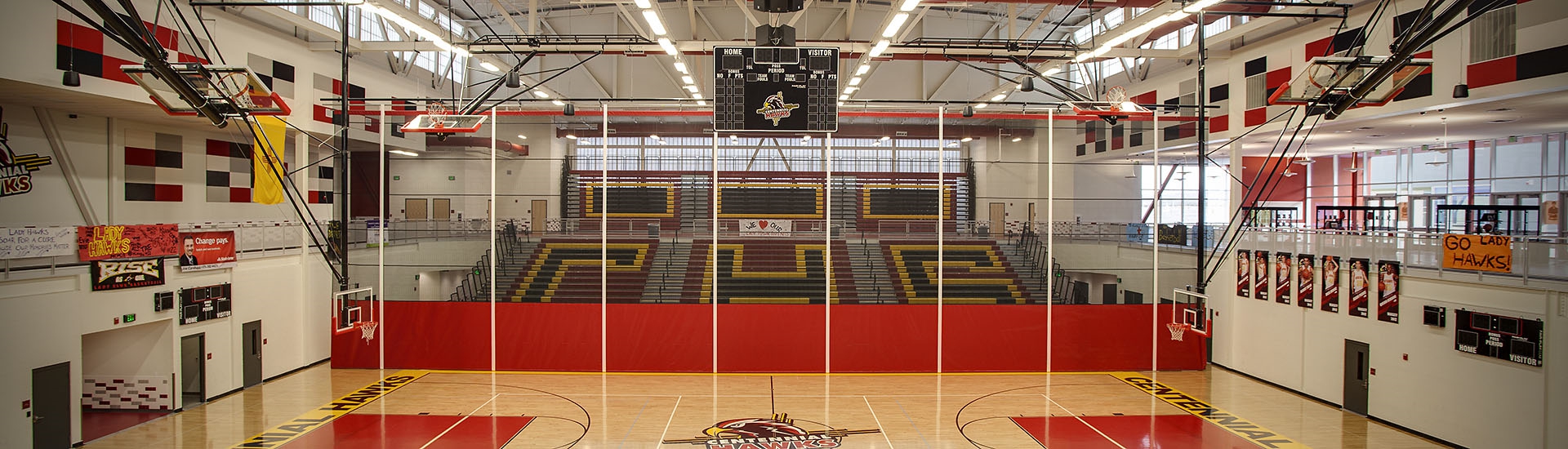 BASKETBALL BACKSTOPS, GYM DIVIDERS, WALL PADS | Centennial High School, Las Cruces, NM