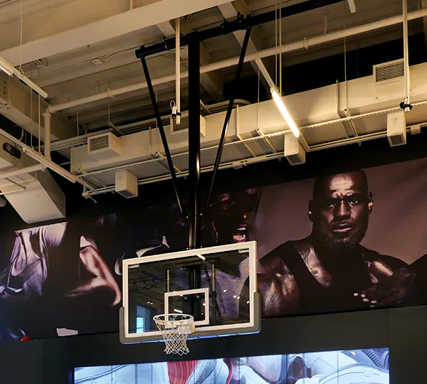 Draper basketball backstop at the Nike flagship retail store in Soho, NY.